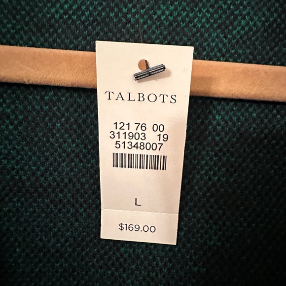 NWT Talbots Wool Blend Plaid Open Front Long Cardigan Sweater Jacket Size L - Picture 4 of 12
